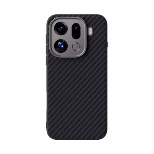 Husa fibra de carbon MagSafe SILKASE pentru Oppo Find X9 Pro, aramid kevlar, metal camera, negru mat